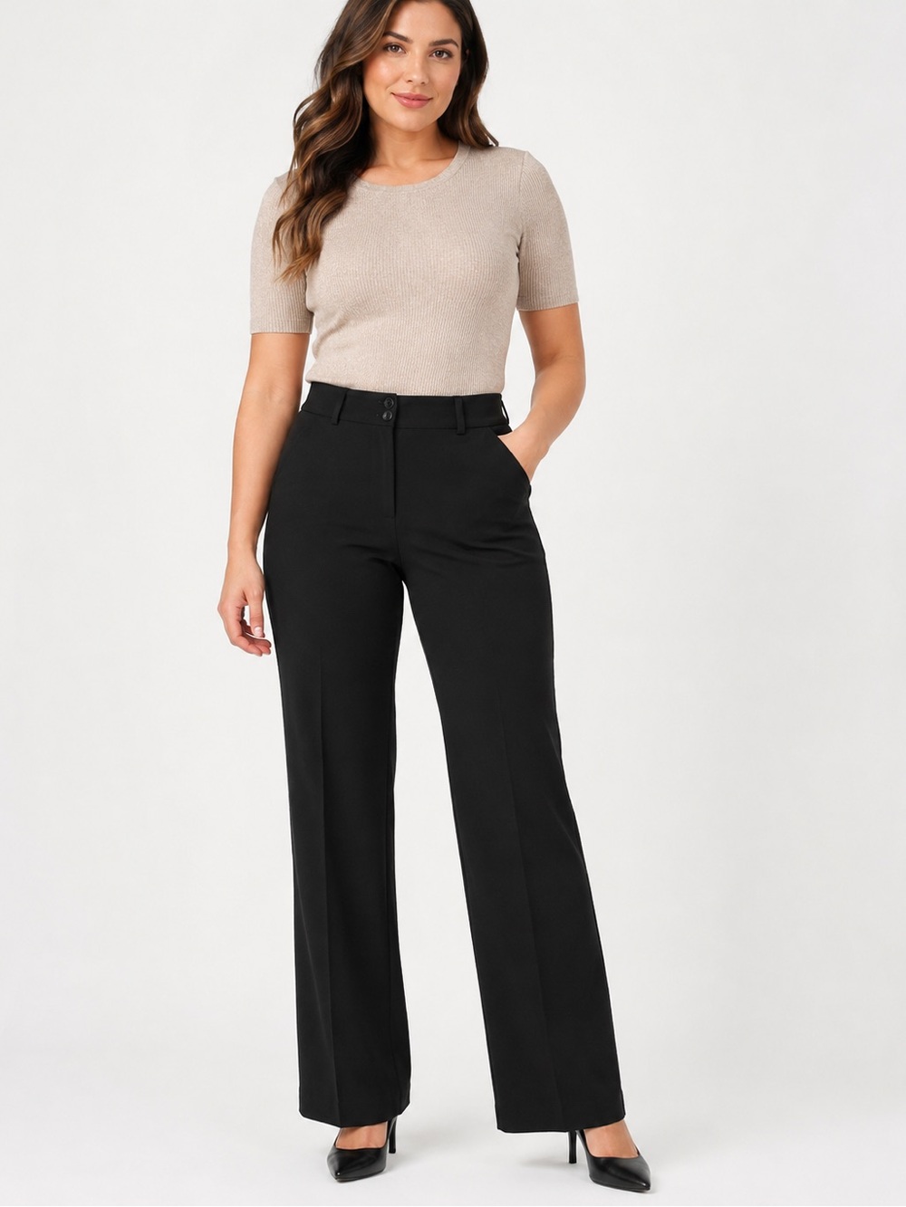 Jules & Leopold Black Straight-Leg Dress Trousers